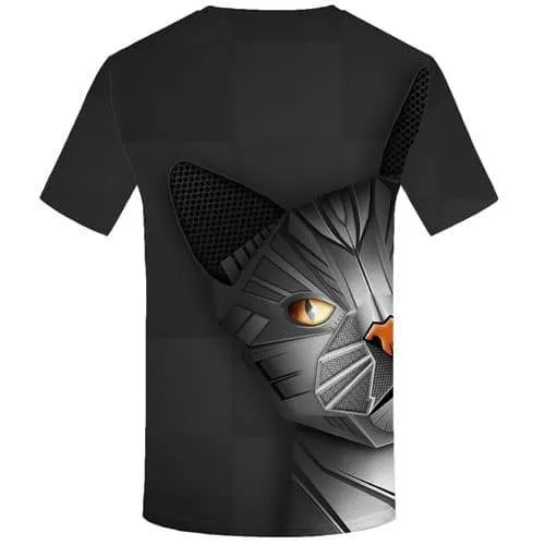 Cat T shirts Men Metal Tshirts Casual Gray Tshirt Printed Animal Tshirts Novelty Gothic T-shirts 3d Short Sleeve Punk Rock Mens