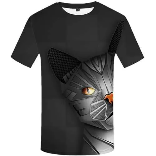 Cat T shirts Men Metal Tshirts Casual Gray Tshirt Printed Animal Tshirts Novelty Gothic T-shirts 3d Short Sleeve Punk Rock Mens