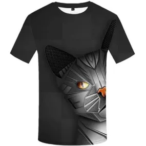 Cat T shirts Men Metal Tshirts Casual Gray Tshirt Printed Animal Tshirts Novelty Gothic T-shirts 3d Short Sleeve Punk Rock Mens