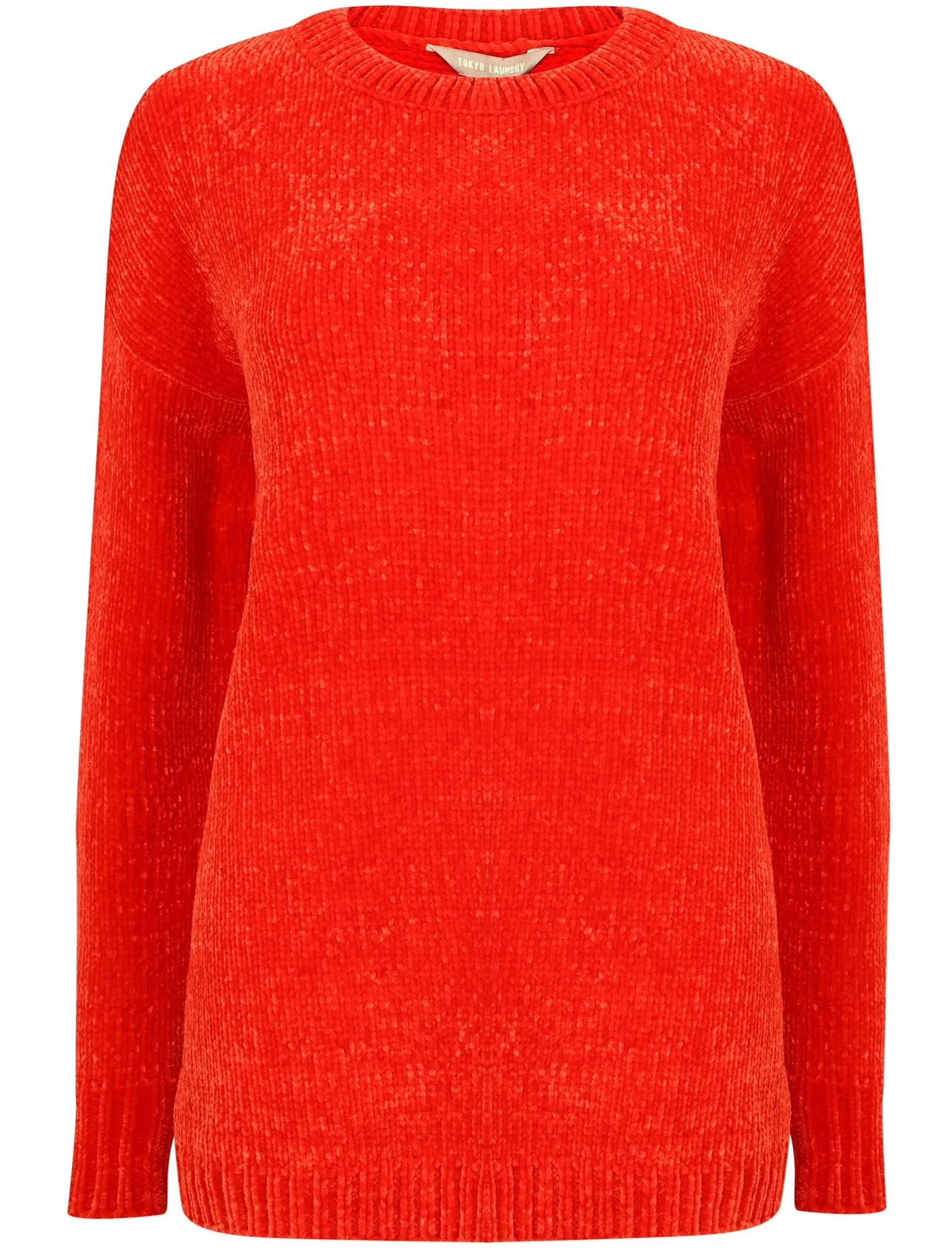 Celia Crew Neck Chenille Knitted Jumper in Red - Tokyo Laundry