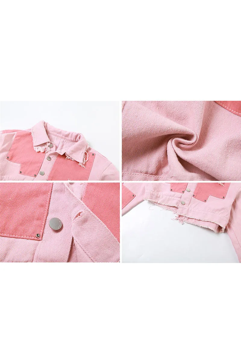 CG0161 Pinky Denim Crop Jacket