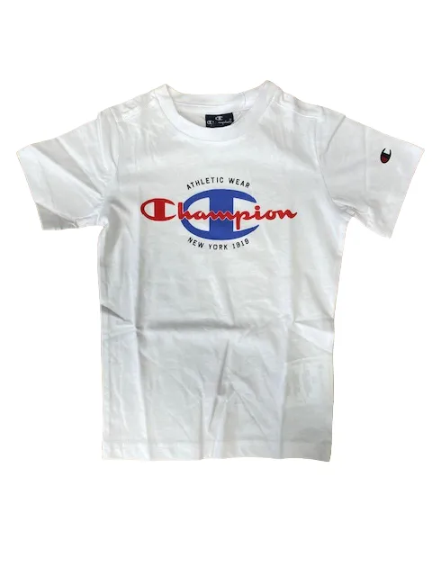 Champion T-shirt da ragazzo manica corta Legacy Graphic 306307 WW001 WHT bianco