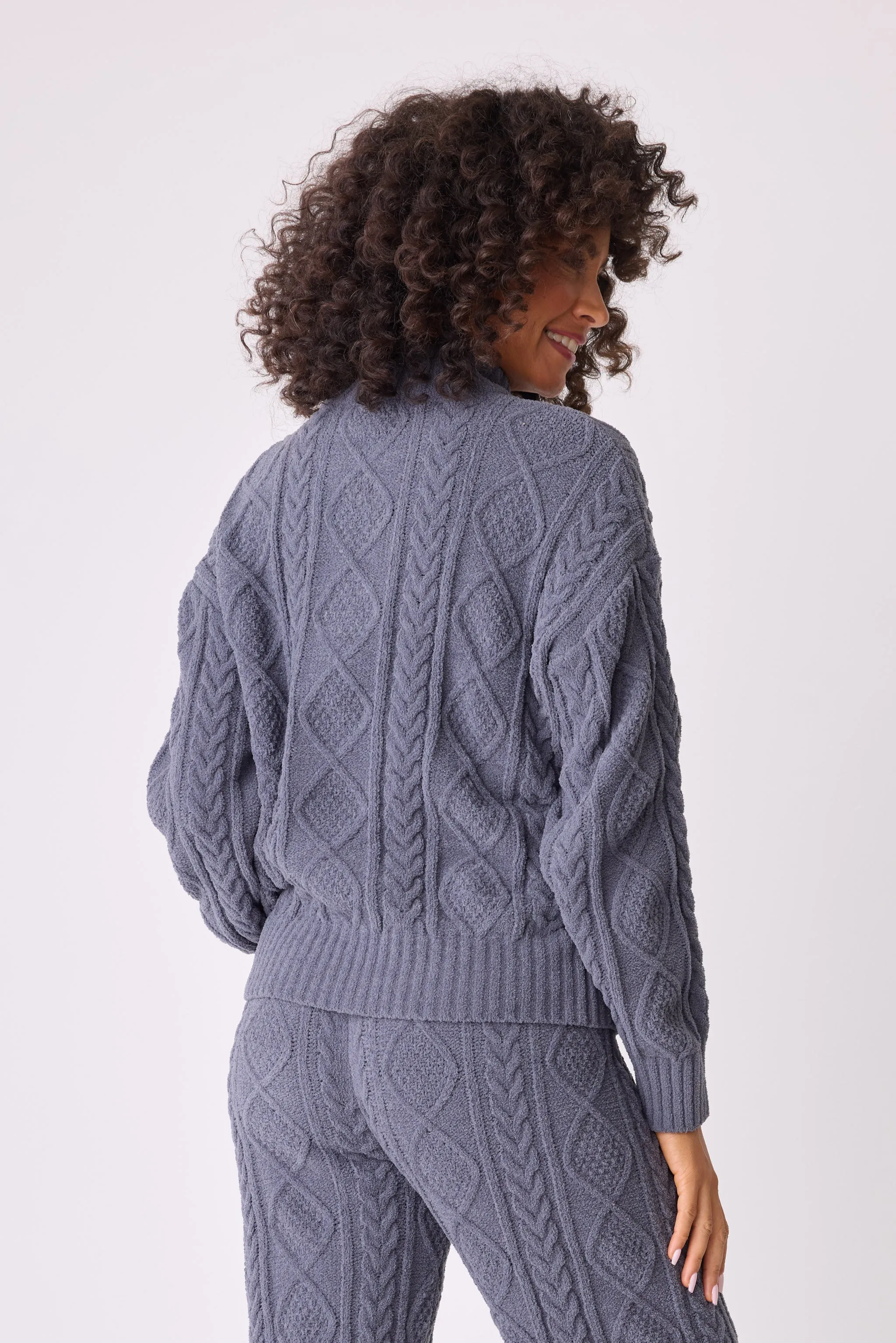 Chenille Cozy Cable Quarter Zip Sweater