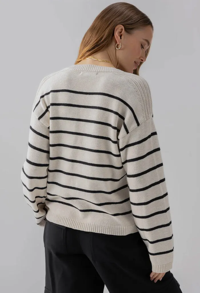 Chill Vibes Sweater-Chalk/Black Stripe