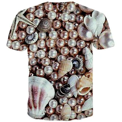 Conch T shirts Men Shell Tshirt Anime Pearl Tshirt Printed Harajuku T-shirts 3d Street Tshirts Novelty Short Sleeve Full Print