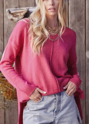 Coral, Oversized Batwing Sweater, Hot Coral Pink