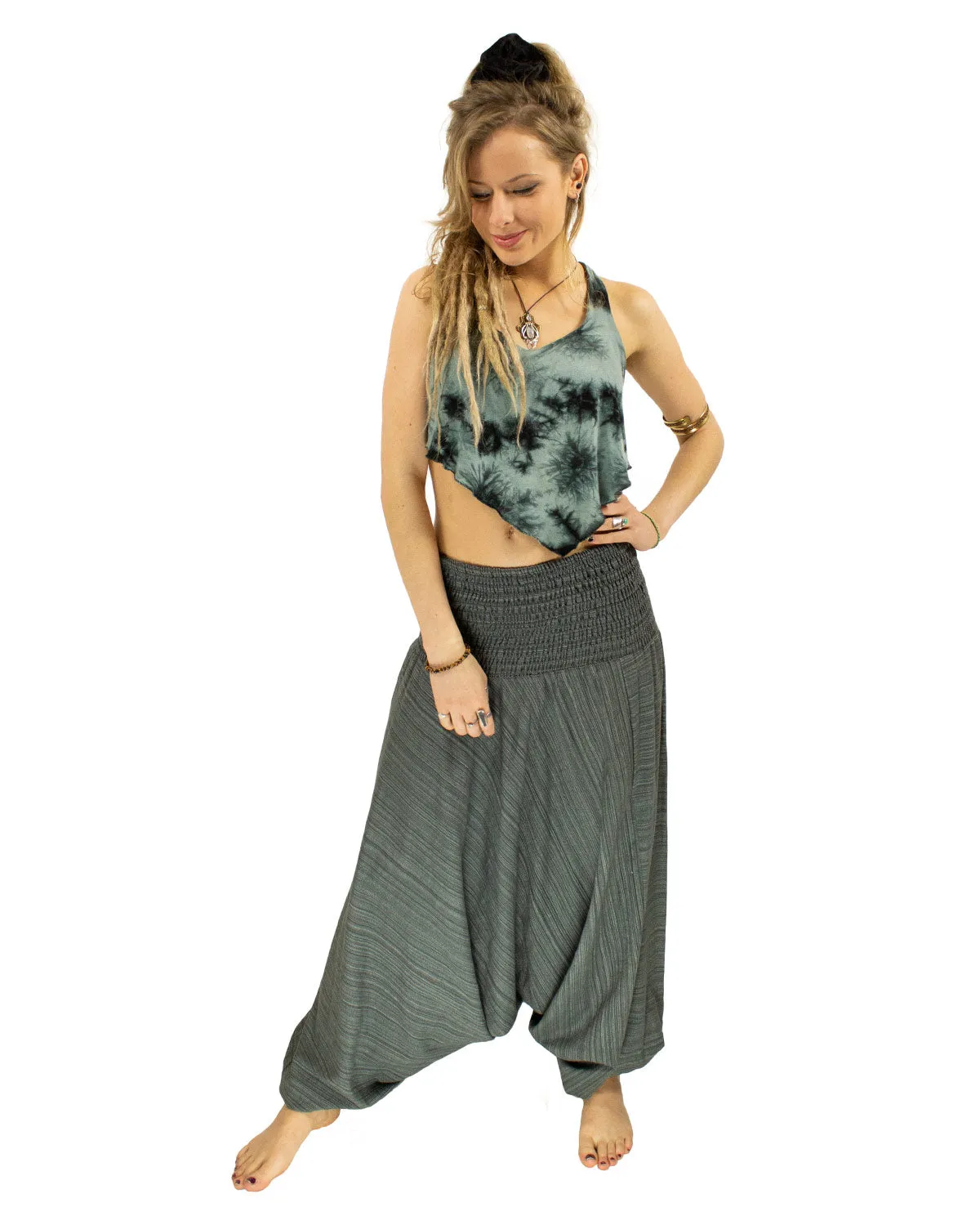 Cotton Baggy Harem Pants Grey