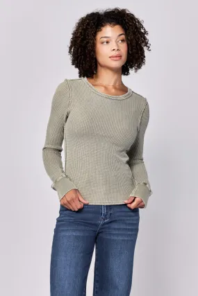 Crewneck Neck Waffle Knit Top