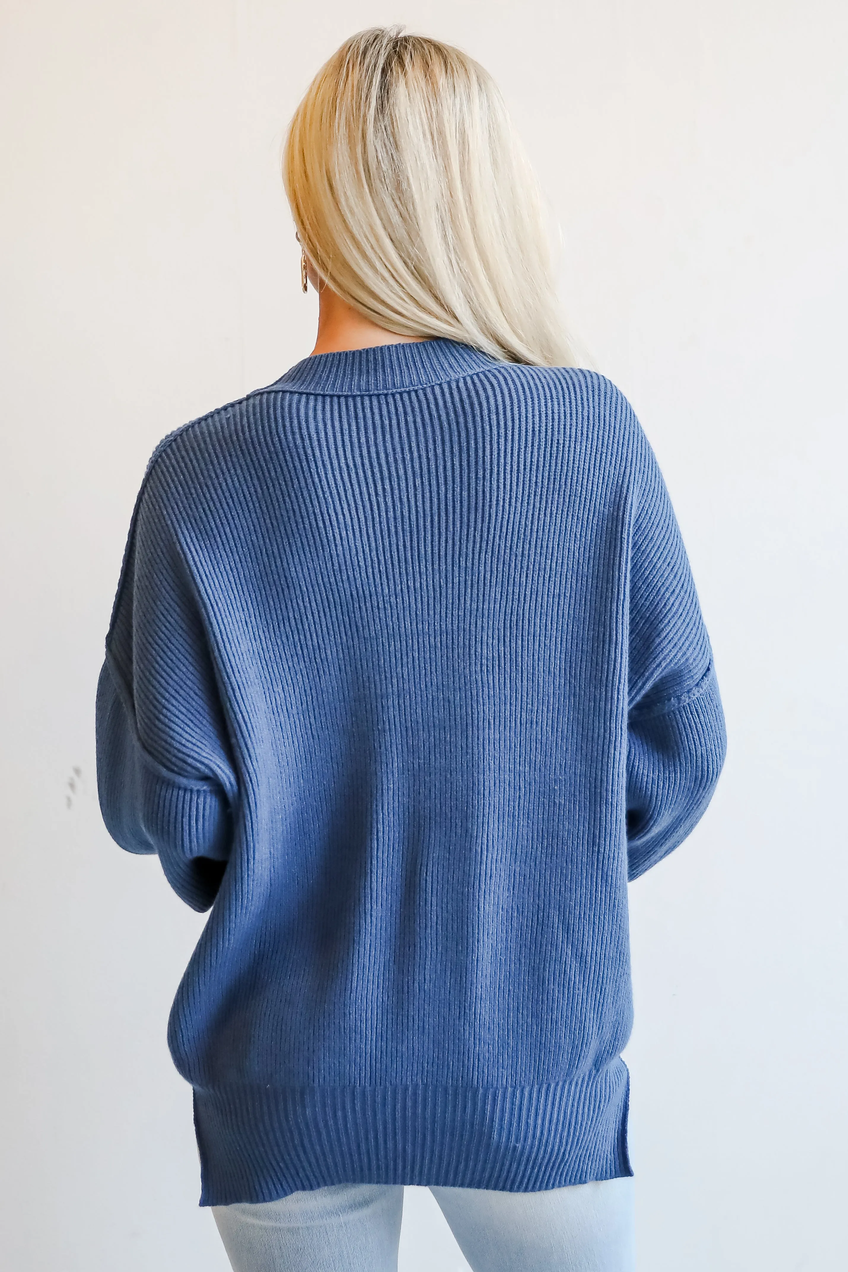 Curated Look Blue Oversized Sweater