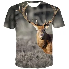 Deer T shirts Men Animal Tshirt Anime Lovely T shirts Funny  Tshirts Novelty Deer T-shirts Graphic