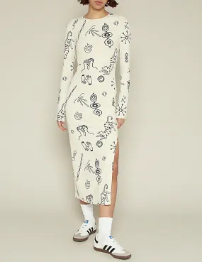 Deirdre Doodle Print Mesh Dress