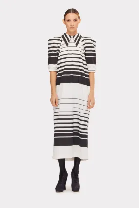 Designer Midi Dress Monochrome Striped