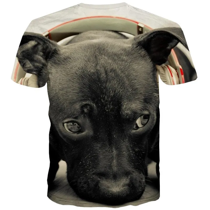 dog t shirt Puppy Cute animal shirt tee big Smart dogs art costume Casual men's