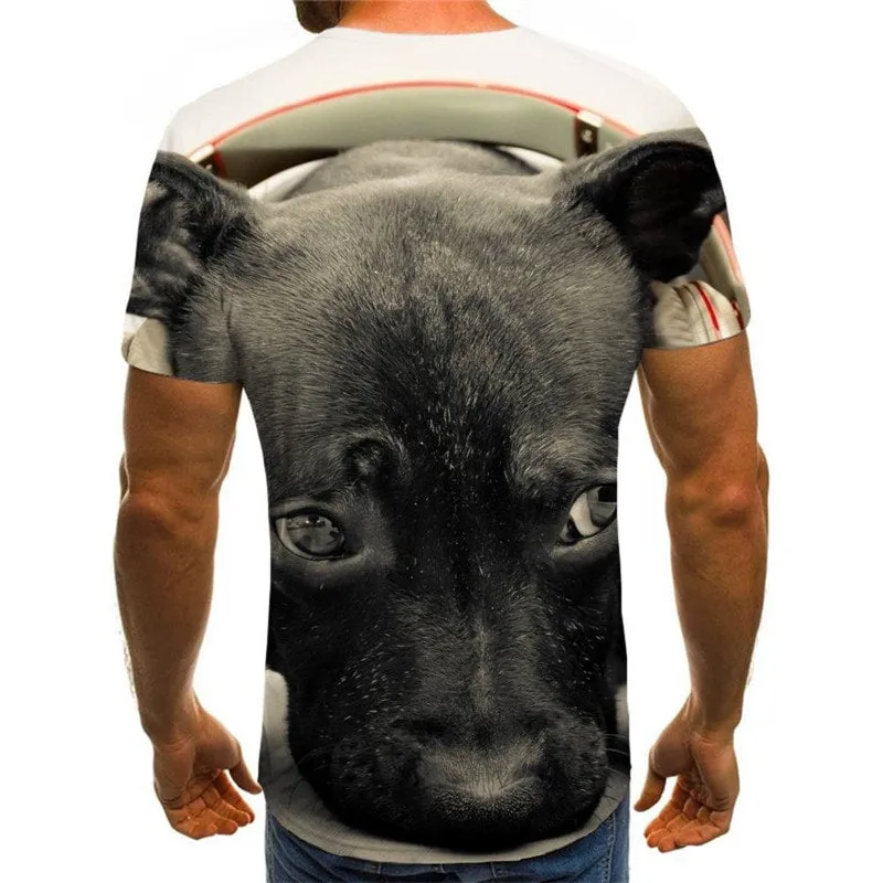 dog t shirt Puppy Cute animal shirt tee big Smart dogs art costume Casual men's