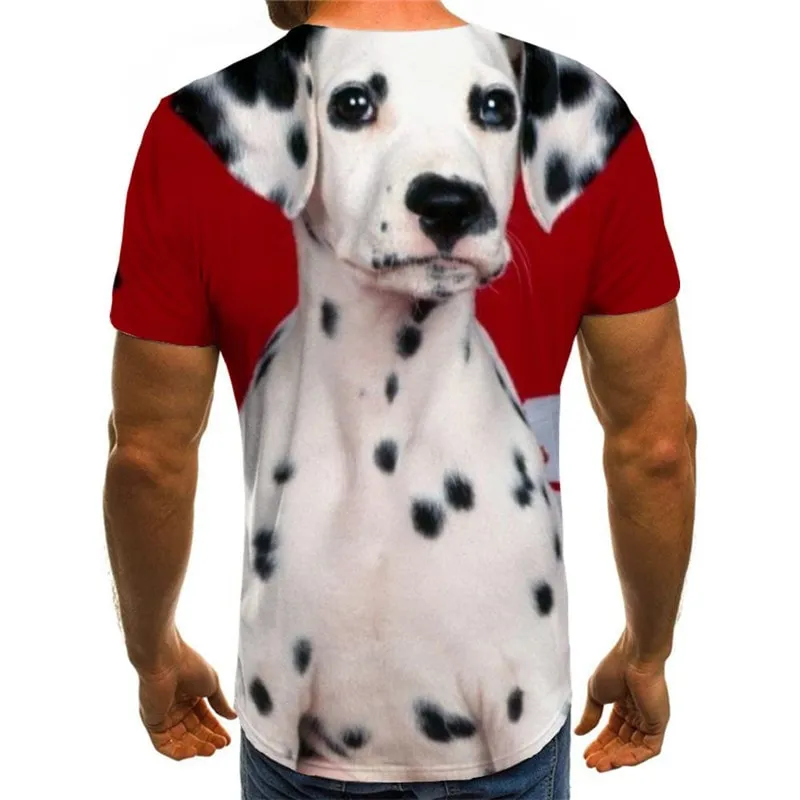 dog t shirt Puppy Cute animal tee top Casual big Smart dogs art costume men's