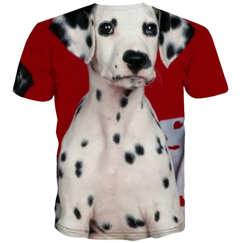 dog t shirt Puppy Cute animal tee top Casual big Smart dogs art costume men's