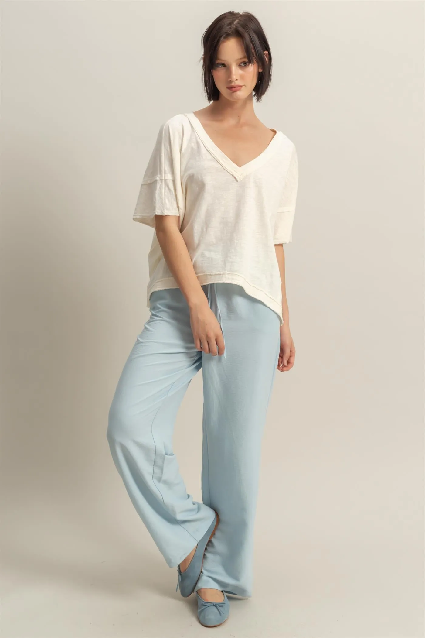 DZ25A895-High-Waist Wide Leg Woven Pants