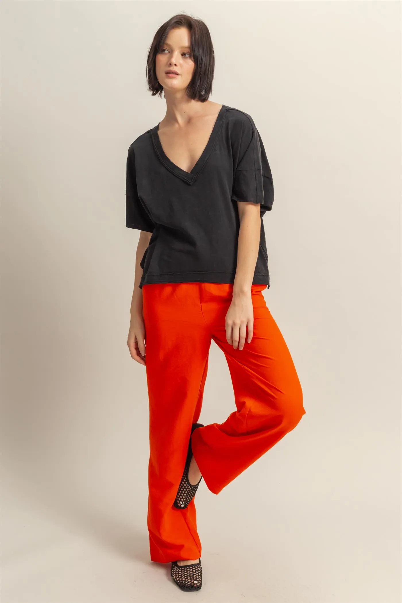 DZ25A895-High-Waist Wide Leg Woven Pants