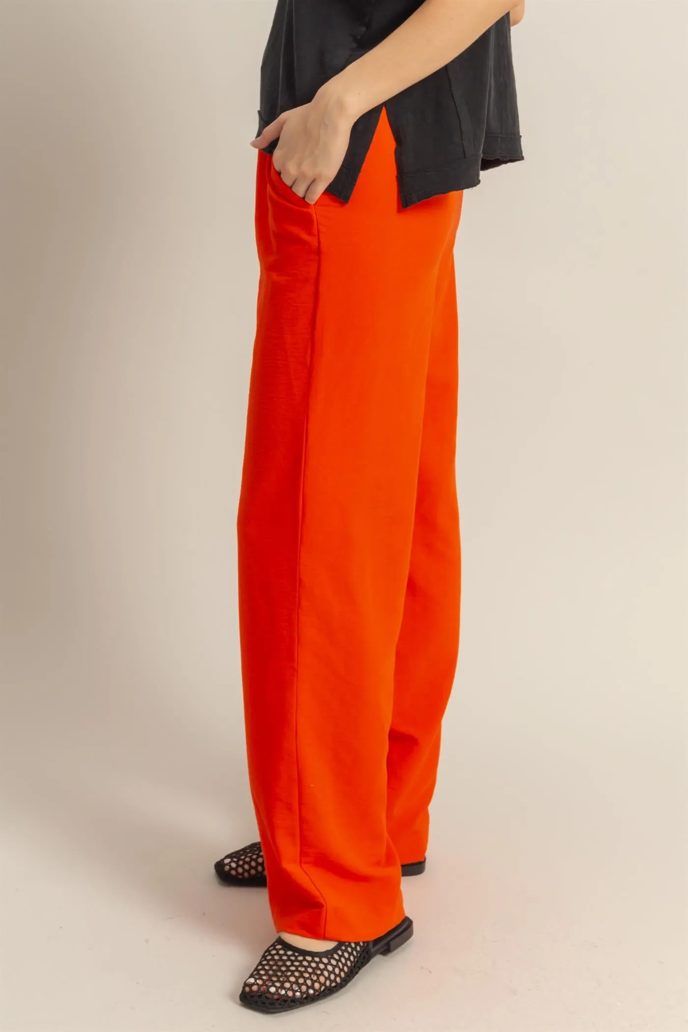 DZ25A895-High-Waist Wide Leg Woven Pants