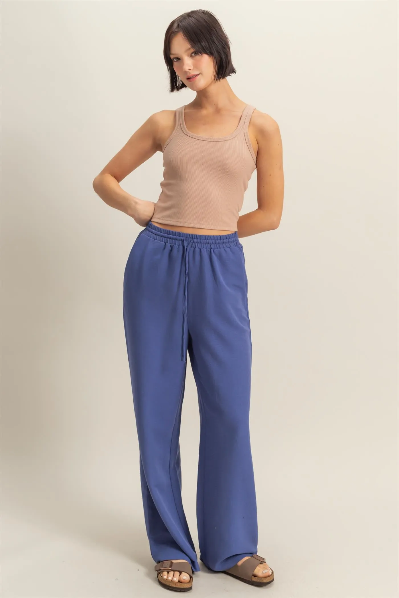 DZ25A895-High-Waist Wide Leg Woven Pants