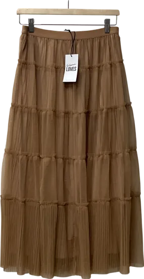 Eleven Loves Brown Pearl Pleated Tulle Skirt (caramel) UK S/M