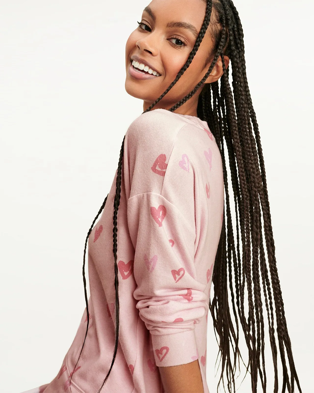 Elora Long Sleeve Jogger Set in Pink Hearts
