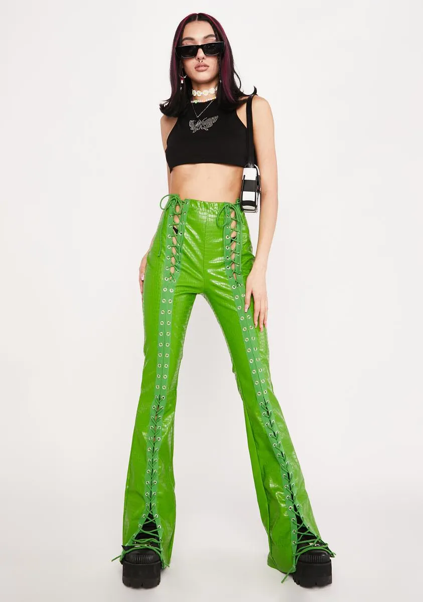 Emerald Stairway To Me Crocodile Pants