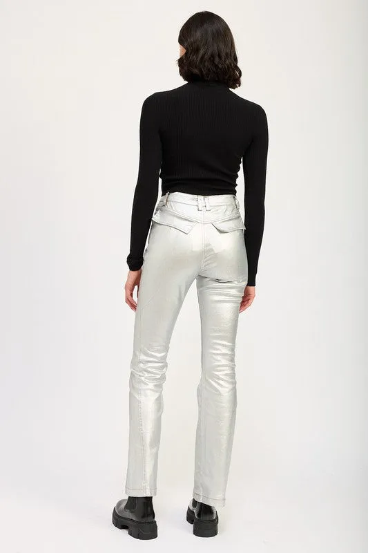 Emory Park METALLIC FLARED PANTS