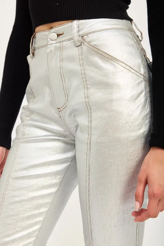 Emory Park METALLIC FLARED PANTS