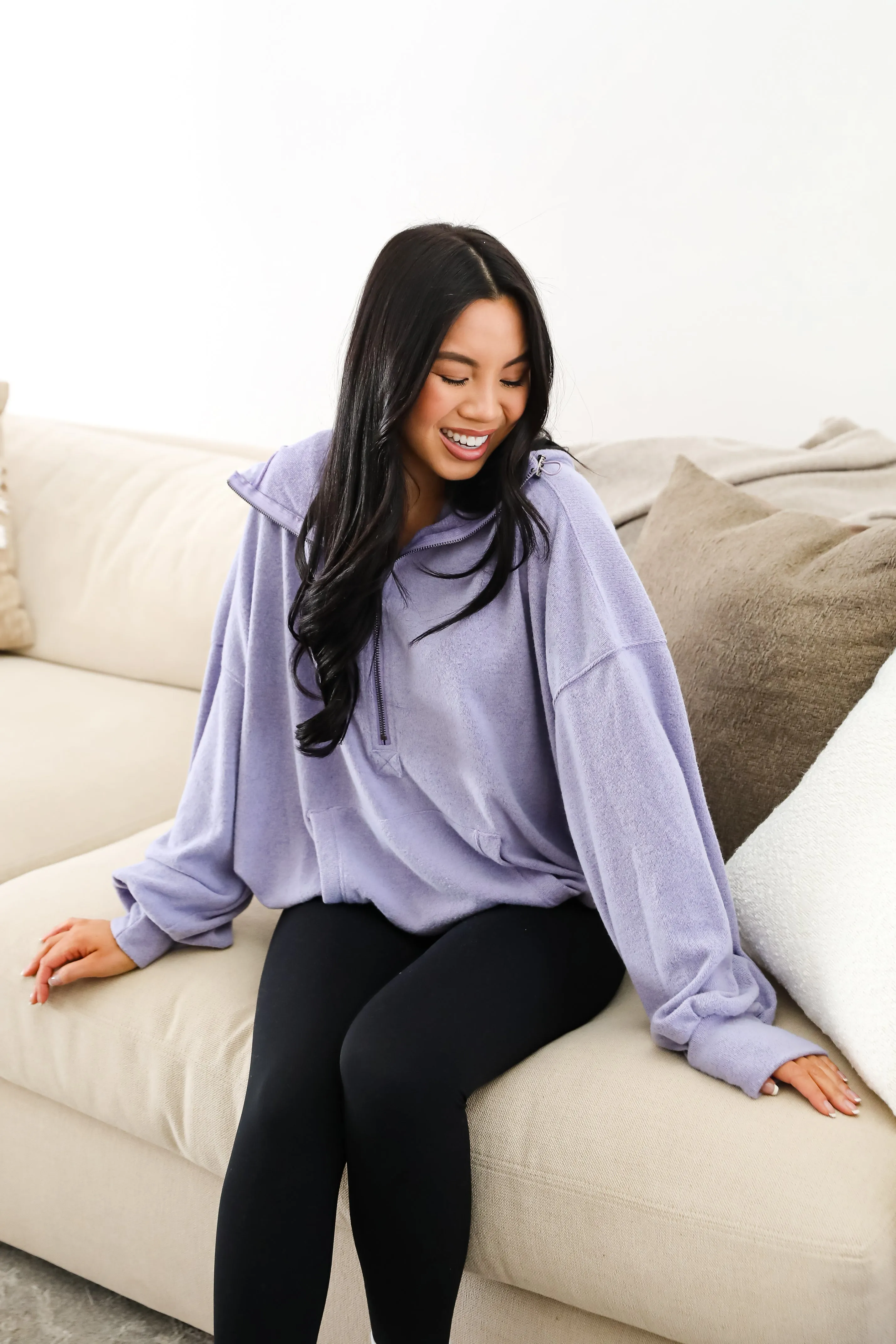 FINAL SALE - Laidback Days Periwinkle Soft Knit Hooded Pullover