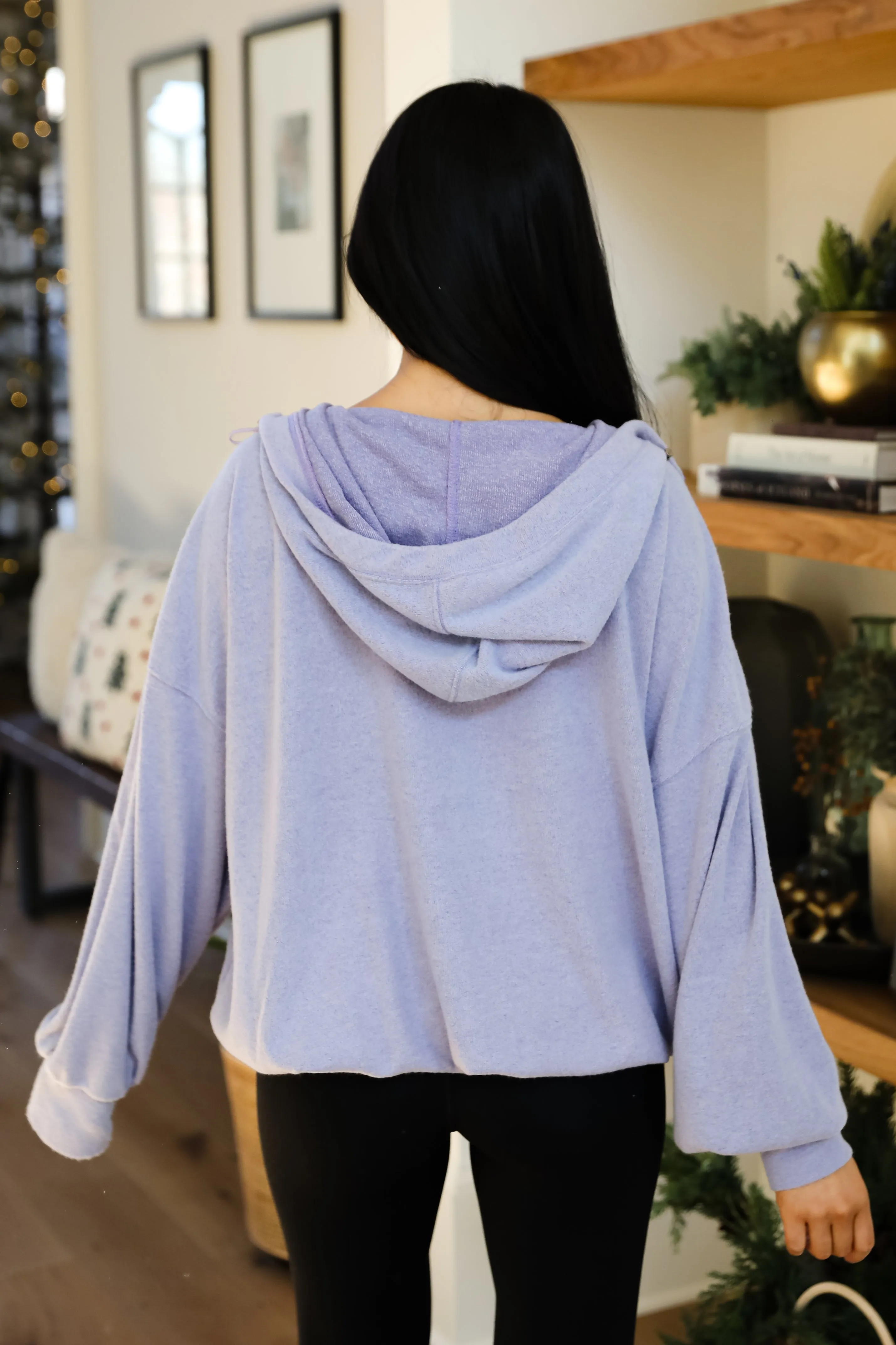 FINAL SALE - Laidback Days Periwinkle Soft Knit Hooded Pullover