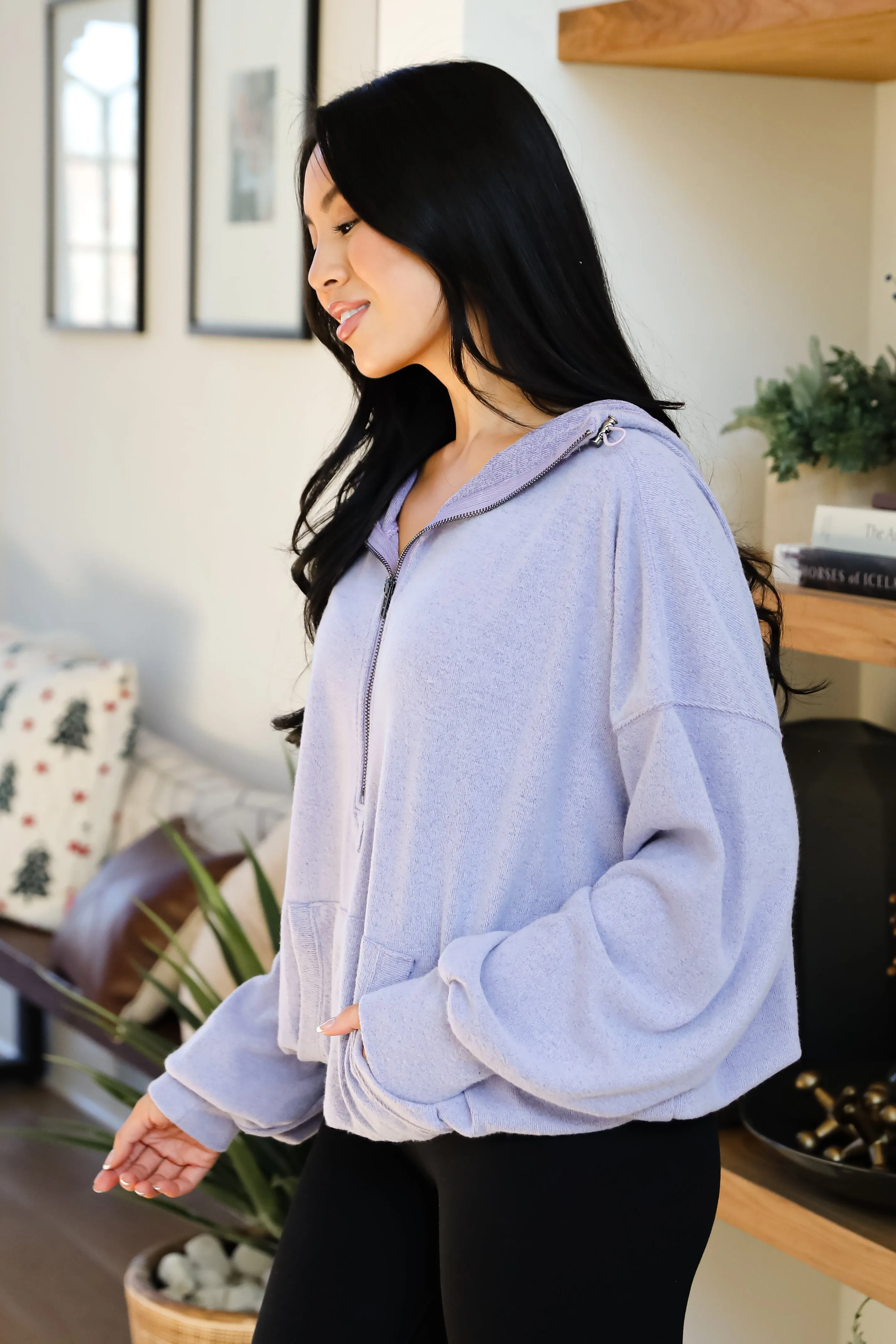 FINAL SALE - Laidback Days Periwinkle Soft Knit Hooded Pullover