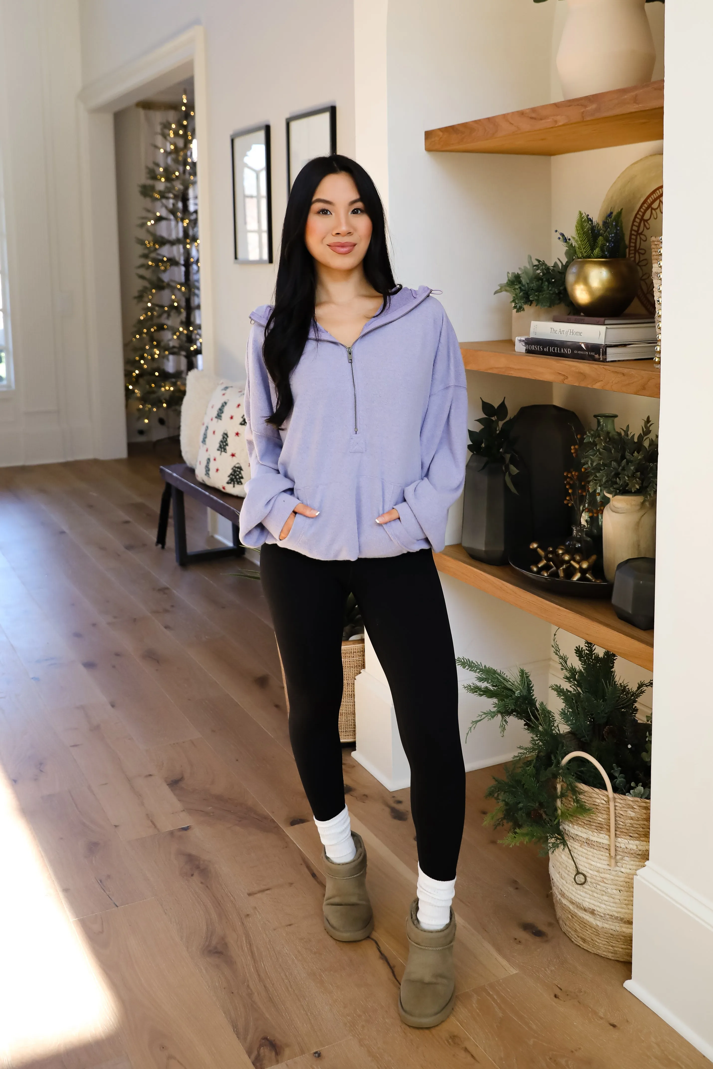 FINAL SALE - Laidback Days Periwinkle Soft Knit Hooded Pullover