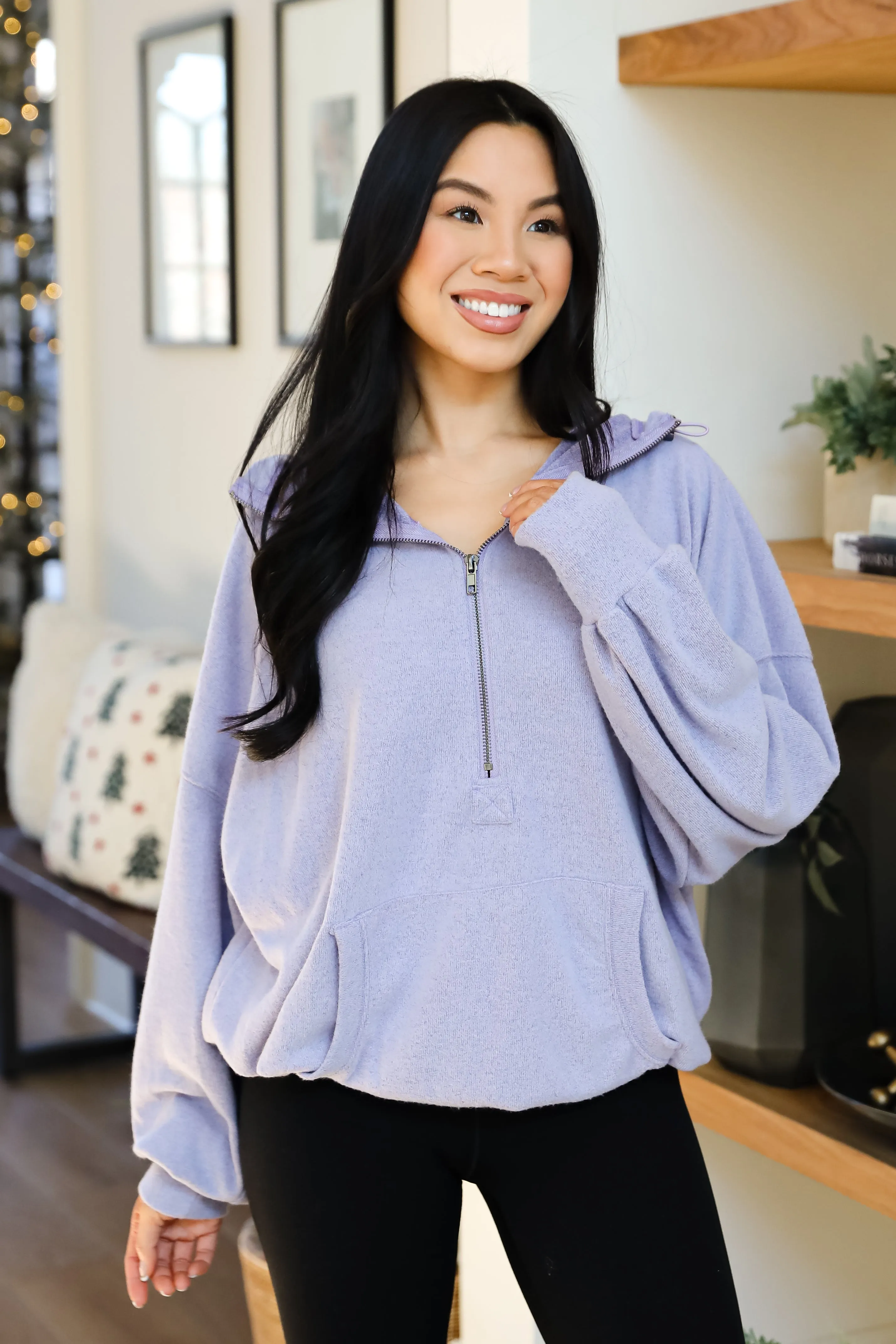 FINAL SALE - Laidback Days Periwinkle Soft Knit Hooded Pullover