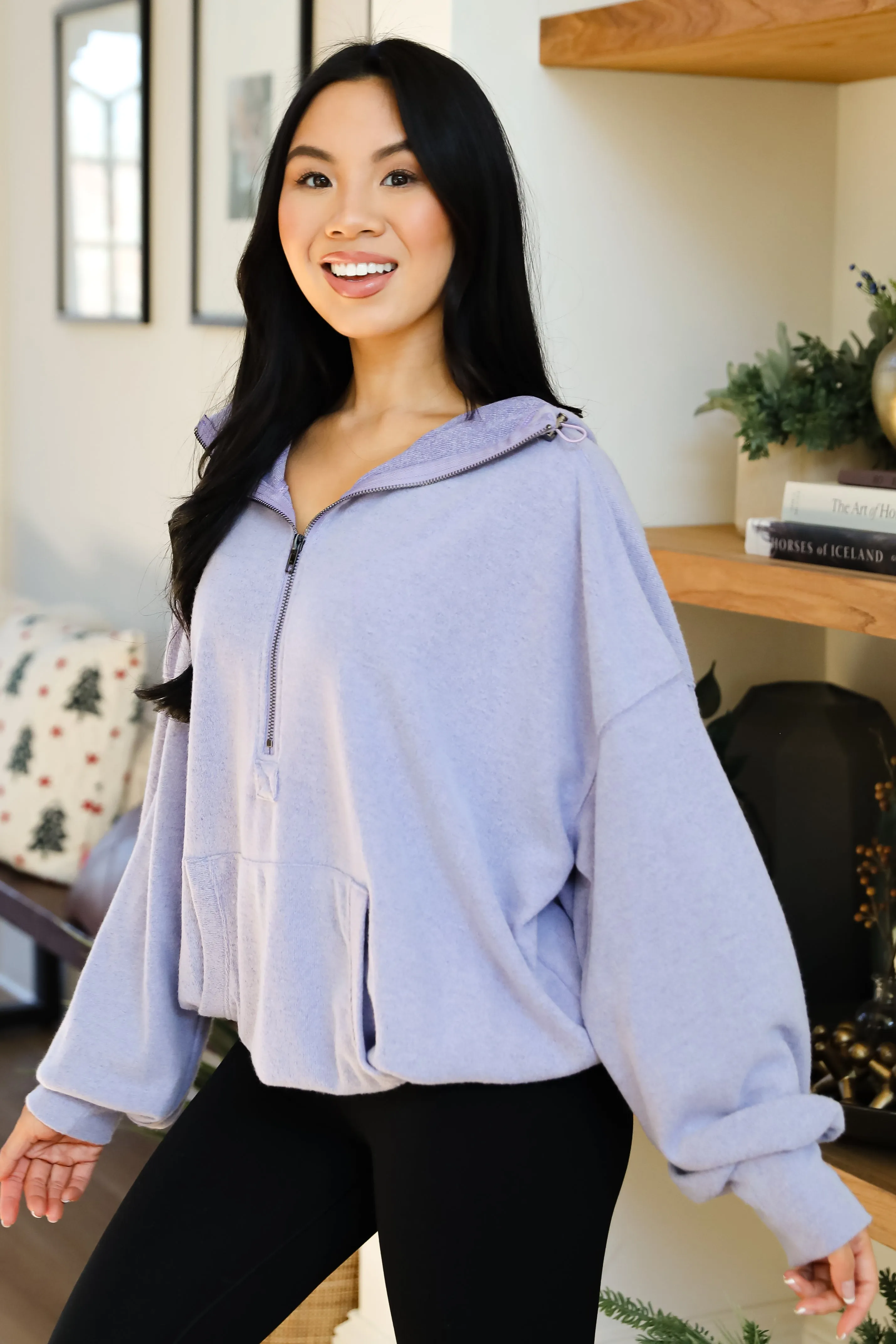 FINAL SALE - Laidback Days Periwinkle Soft Knit Hooded Pullover