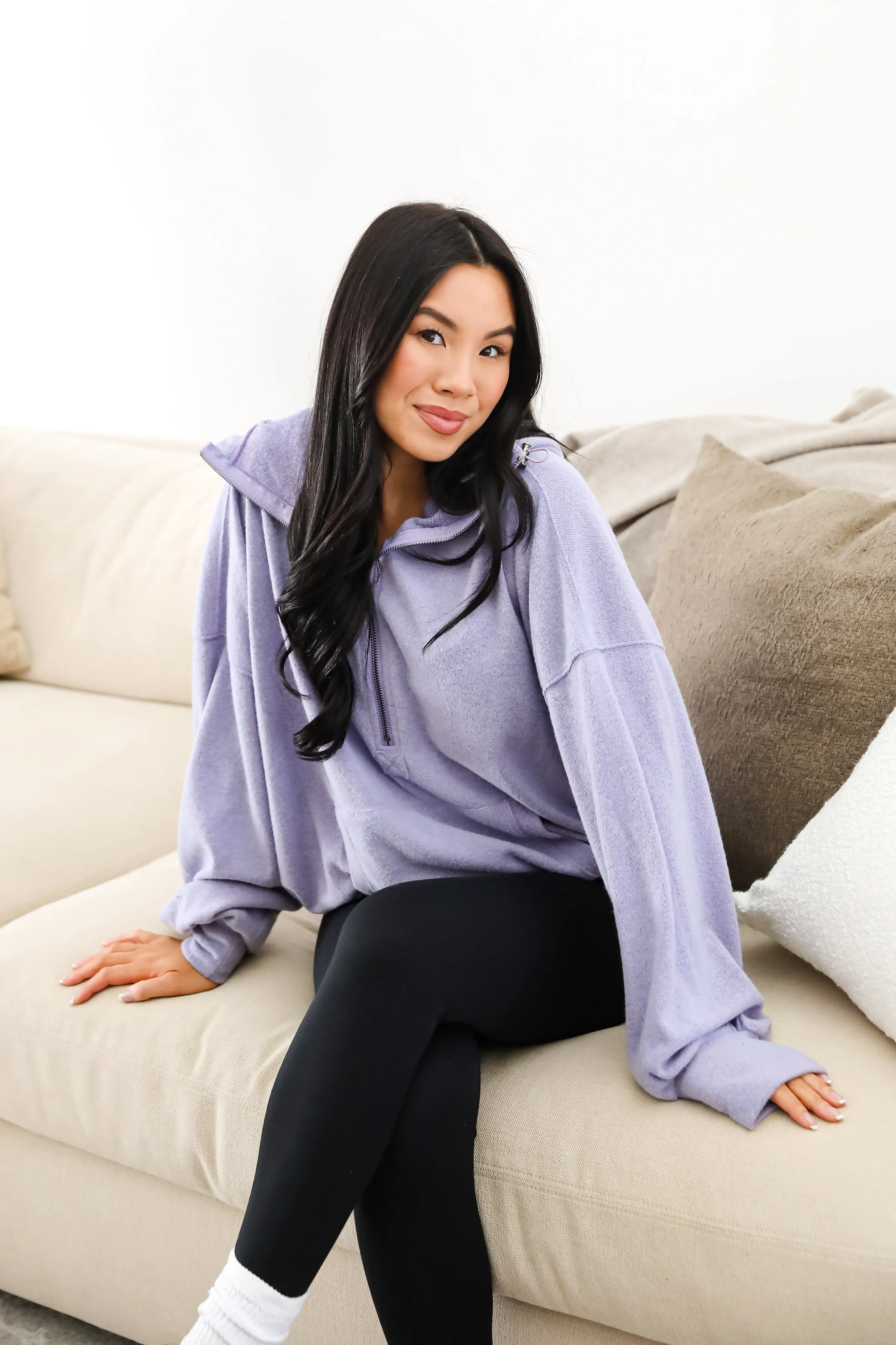 FINAL SALE - Laidback Days Periwinkle Soft Knit Hooded Pullover