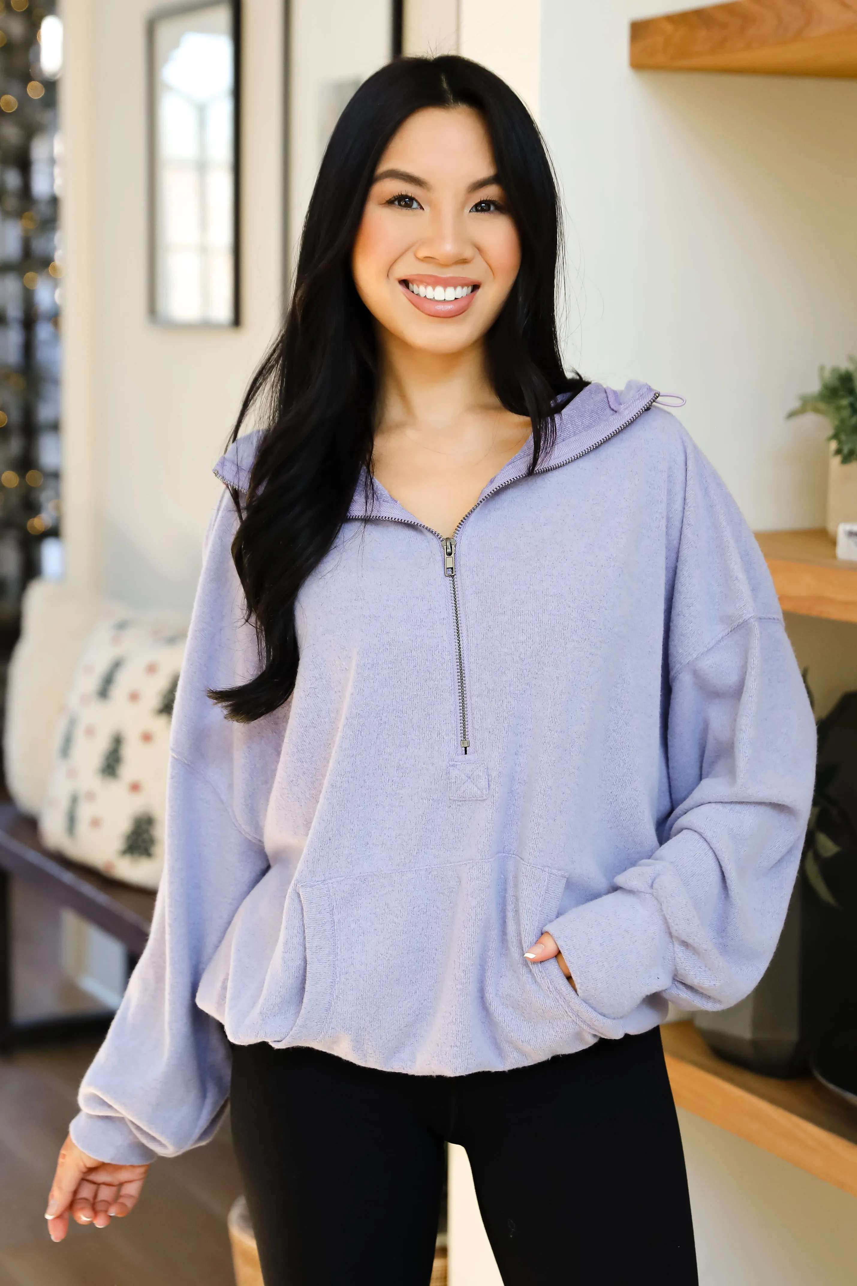 FINAL SALE - Laidback Days Periwinkle Soft Knit Hooded Pullover