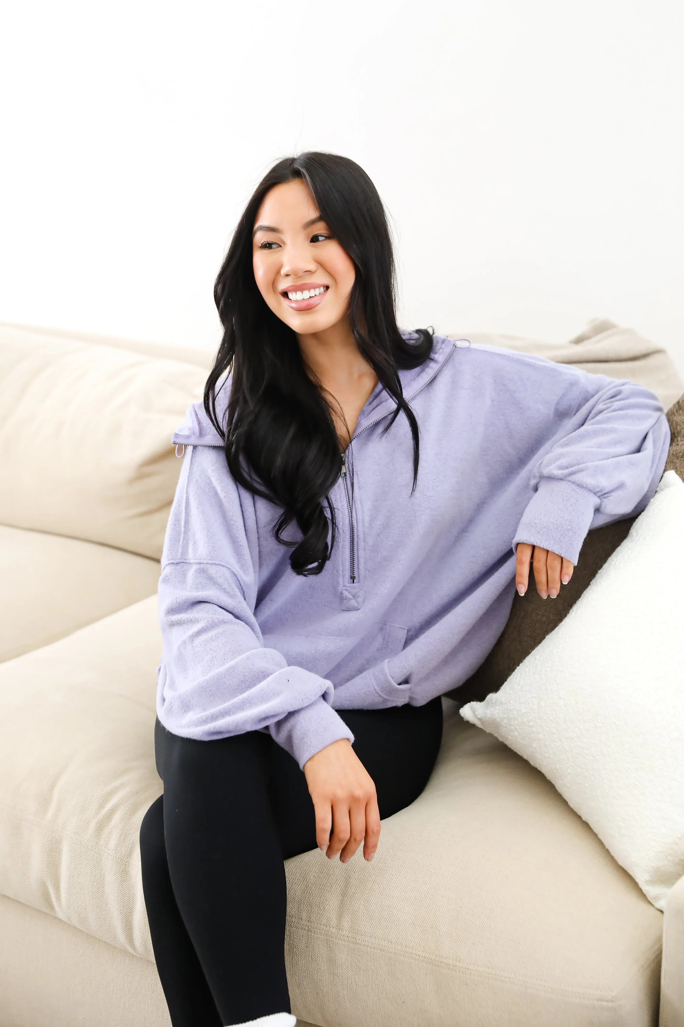 FINAL SALE - Laidback Days Periwinkle Soft Knit Hooded Pullover