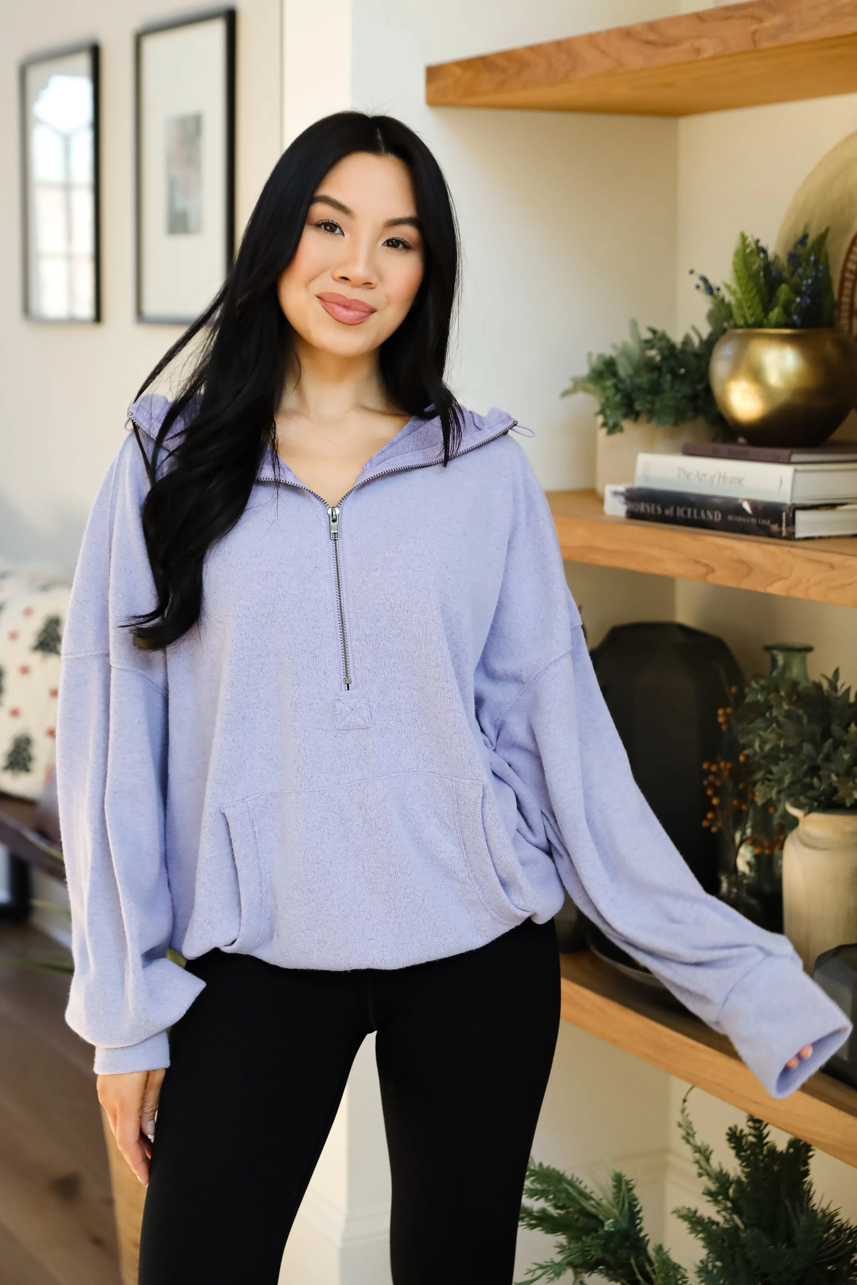 FINAL SALE - Laidback Days Periwinkle Soft Knit Hooded Pullover