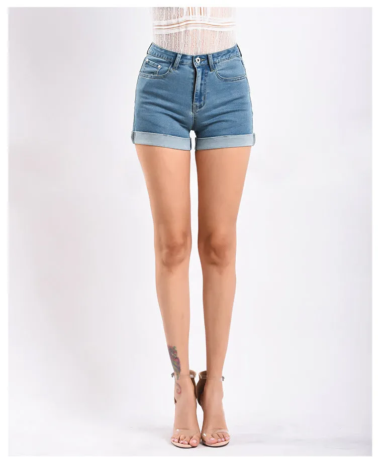 Flanged High Waist Shorts Jeans