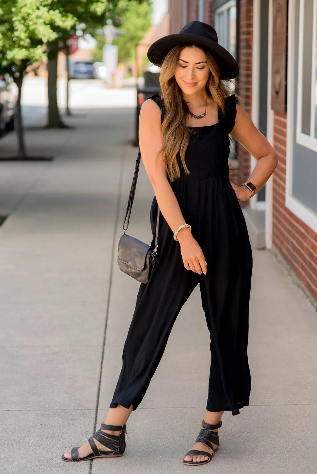 Flutter Trim Cropped Jumpsuit