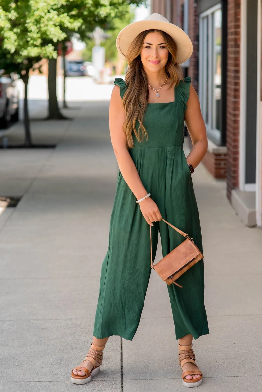 Flutter Trim Cropped Jumpsuit