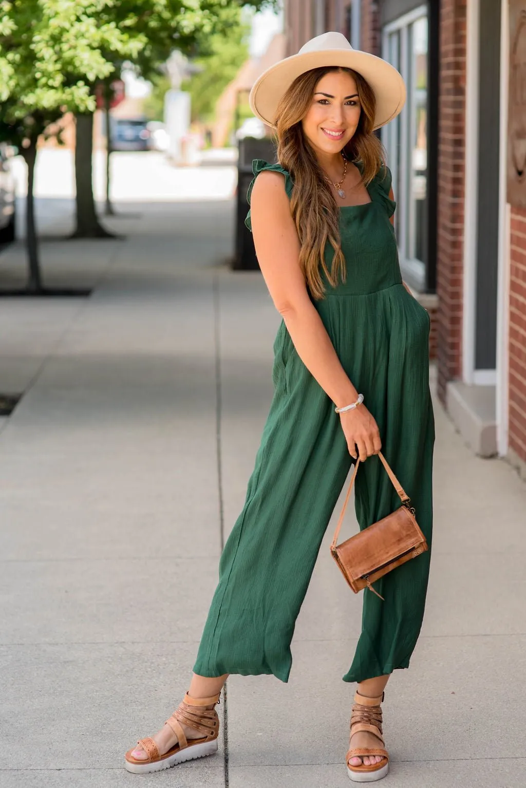 Flutter Trim Cropped Jumpsuit