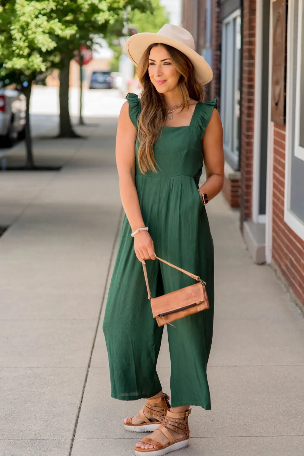 Flutter Trim Cropped Jumpsuit