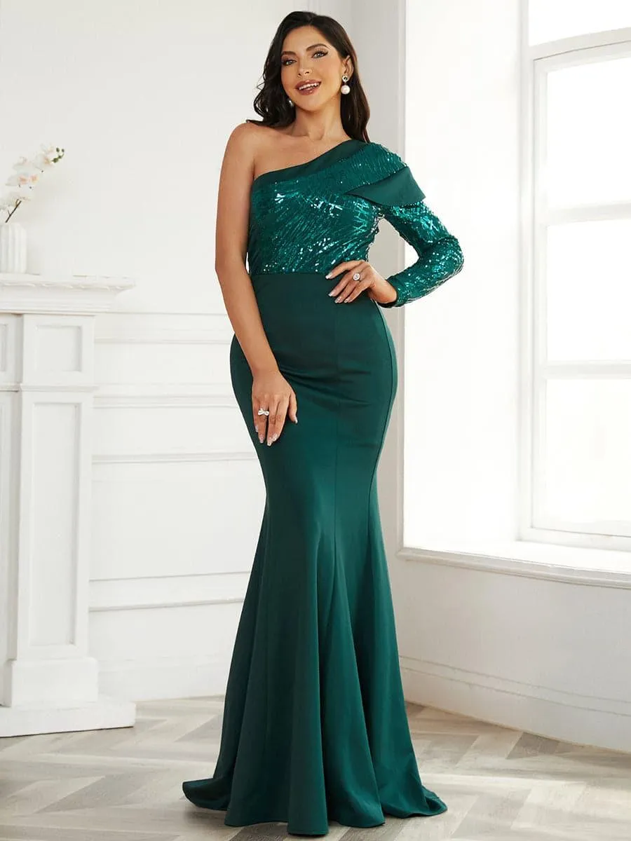 Formal One Shoulder Knit Apricot Dress XJ1548