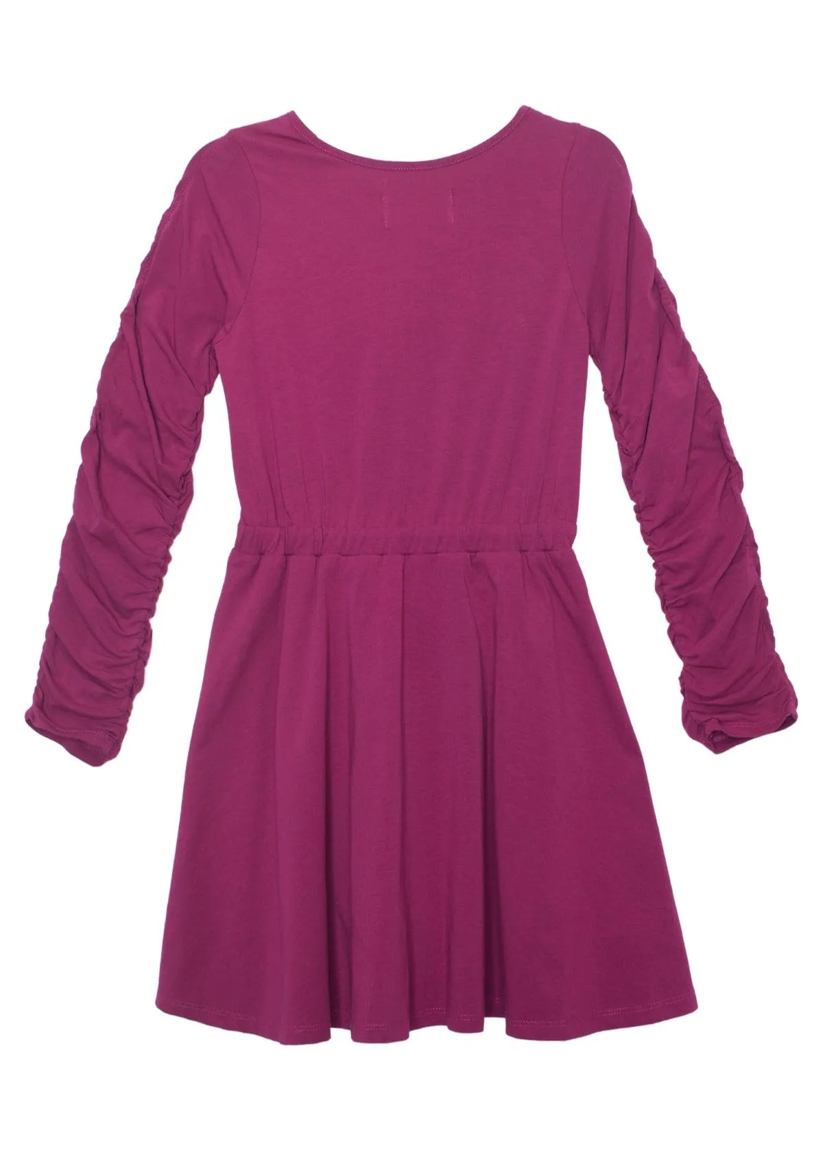 Fuchsia Ruched Long Sleeve Knit Dress