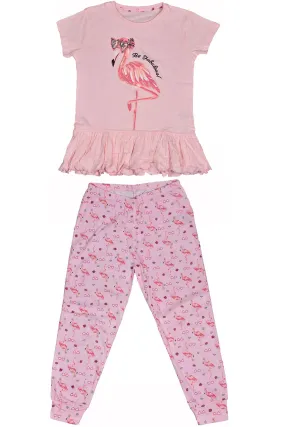 Girls Cotton Printed T-shirt Pyjamas Set