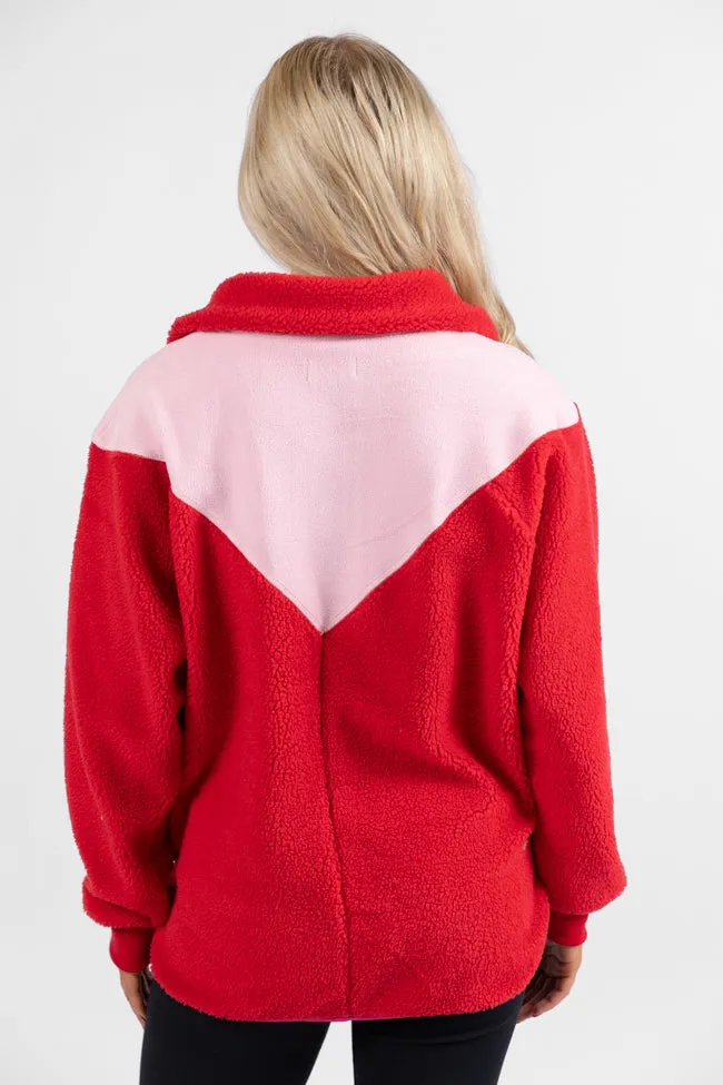 Good Feelings Red Multi Colorblock Sherpa Pullover SALE