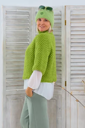 grobgestrickter Pullover mit Turtleneck, grün