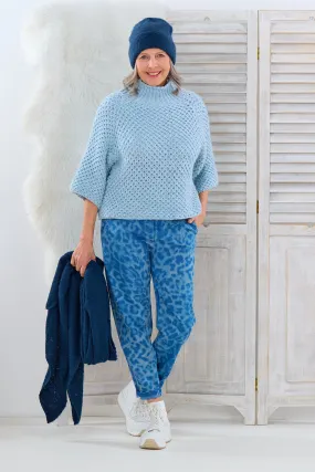 grobgestrickter Pullover mit Turtleneck, hellblau